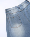 Star Rhinestone Longline Denim Shorts | Inflation Streetwear