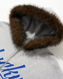 Faux Fur Collar Zip Up Hoodie Jacket  | Inflation Streetwear