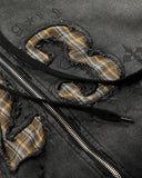 "23" Washed Appliqué Embroidery Zip Up Hoodies | Inflation Streetwear