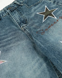 Acid Washed Star Embroidered Barrel Jeans | Inflation Streetwear