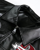 Embroidery Faux Leather Racing Jacket | Inflation Streetwear