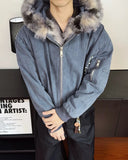 Faux Fur Lined Pearl-Embellished Hooded Jacket | Inflation Streetwear