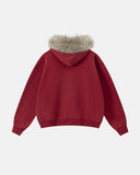 Faux Fur Collar Acid Wash Zip Up Hoodies | Inflation Streetwear