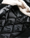 PU Leather Embroidered Faux Fur Jacket | Inflation Streetwear