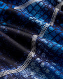 Durable 4-needle 6-thread flatlock seams on a sports performance tee.