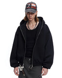 Black Boxy Full Zip Up Hoodies | Inflation Streetwear