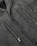 Washed Metal Cross Applique Cargo Jacket | Inflation Streetwear