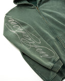 Rhinestone Distressed Washed Zip Up Hoodies | Inflation Streetwear