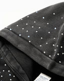 Distressed Washed Rhinestone Zip Up Hoodies | Inflation Streetwear