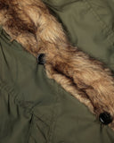 Faux Fur Hooded Green Padded Jacket | INFLATION Streetwear