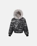 Faux Fur Lined Camo Zip-Up Padded Jacket | Inflation Streetwear