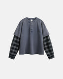 Distressed Plaid Layered Long Sleeve Tees | Inflation Streetwear