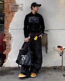 Double Waist Embroidered Baggy Cargo Jeans | Inflation Streetwear