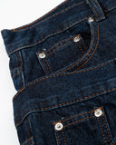 Double Waist Studded Denim Long Jorts | Inflation Streetwear