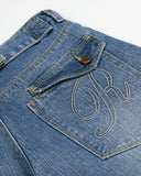 Bamboo weave textured denim with vintage washed tone
