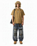 Distressed Tie-Dye Reflective Print T-Shirt | Inflation Streetwear