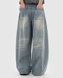 Rhinestone Washed Barrel Baggy Jeans | Inflation Streetwear