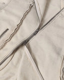 Diagonal Zipper Acid-Washed Hoodie | INFLATION Streetwear