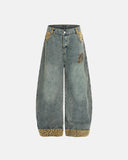 Leopard Pactchwork Embroidery Baggy Jeans | Inflation Streetwear