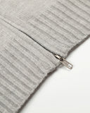 Grey Zip Up Knitwear Hooded Sweaters | Inflation Streetwear