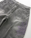 Spider Graphic Rhinestone Barrel Jeans | Inflation Streetewear