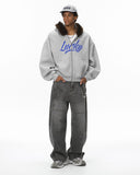 Faux Fur Collar Zip Up Hoodie Jacket  | Inflation Streetwear