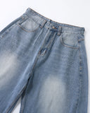 Star Rhinestone Longline Denim Shorts | Inflation Streetwear