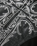 Faux Leather Cross Embroidery Bomber Jacket | Inflation Streetwear