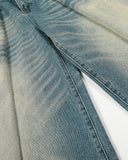 Distressed Pleated Whisker Texture Barrel Jeans | Inflation Streetwear