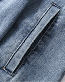 Leather Collar Washed Denim Jacket | Inflation Streetwear