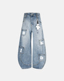 Contrast Stitching Barrel Jeans | Inflation Streetwear