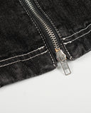 Stand Collar Raw Clasp Denim Jacket | Inflation Streetwear