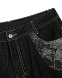 streetwear jorts with longline silhouette and textured stitching