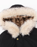 Leopard Faux Fur Lined Cropped Padded Jacket | Inflation Streetwear