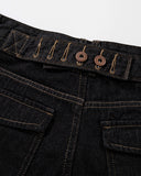 mens baggy denim cargo jorts with long fit and utility design