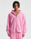 Boxy Fit Acid Washed Fleece Zip Up Hoodies | Inflation Streetwear