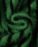 Green Striped Fuzzy Knit Sweater | Inflation Streetwear