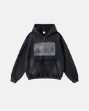 Graphic Ripped Washed Zip Up Hoodies | Inflation Streetwear
