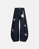 Contrast Stitching Barrel Jeans | Inflation Streetwear
