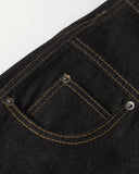 Button Detail Raw Baggy Jeans | Inflation Streetwear