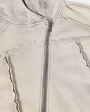 Diagonal Zipper Acid-Washed Hoodie | INFLATION Streetwear