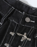 Black Metal Clasp Baggy Jeans | Inflation Streetwear