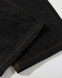 Black Raw Straight Leg Denim Jeans | Inflation Streetwear