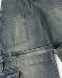 Drawstring Multi-Pocket Cargo Barrel Jeans | Inflation Streetwear