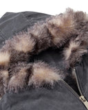 Faux Fur Lined Pearl-Embellished Hooded Jacket | Inflation Streetwear