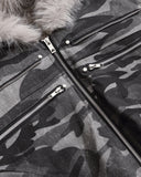 Faux Fur Lined Camo Zip-Up Padded Jacket | Inflation Streetwear