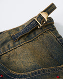 Dirty Wash Rhinestone Baggy Jeans | Inflation Streetwear