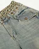 Leopard Pactchwork Double Waist Baggy Jeans | Inflation Streetwear