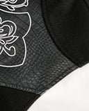 Faux Leather Cross Embroidery Bomber Jacket | Inflation Streetwear