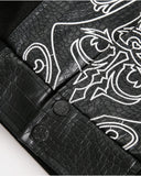 Faux Leather Cross Embroidery Bomber Jacket | Inflation Streetwear